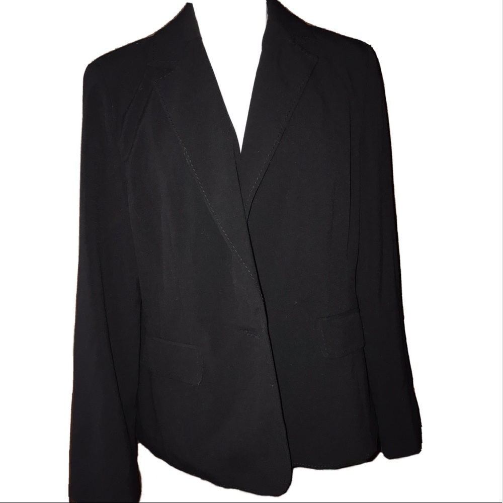 Apostrophe Black Lined Blazer Jacket Button Front - image 3